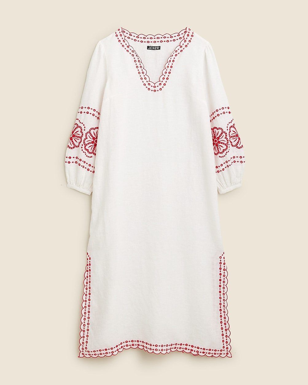 Bungalow embroidered dress in linen | J. Crew US