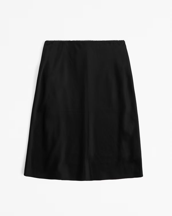 Mid Rise Satin Pencil Skirt | Black Skirt Outfit | Black Midi Skirt | Abercrombie & Fitch (US)