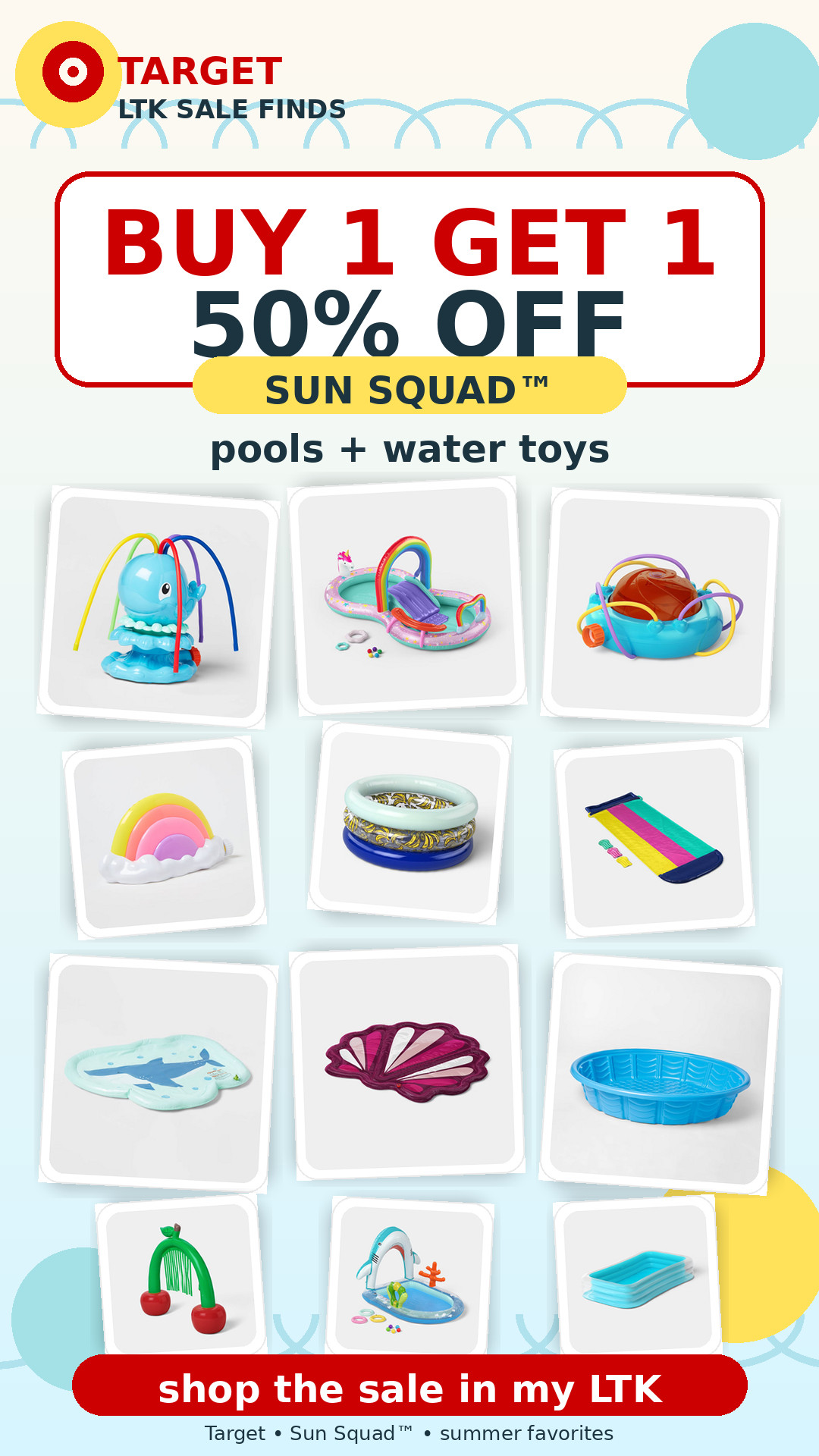 Target Buy 1 get 1 50% off Sun Squad™ pools & water toys. 

 #LTKSaleAlert #LTKSwim #LTKKids