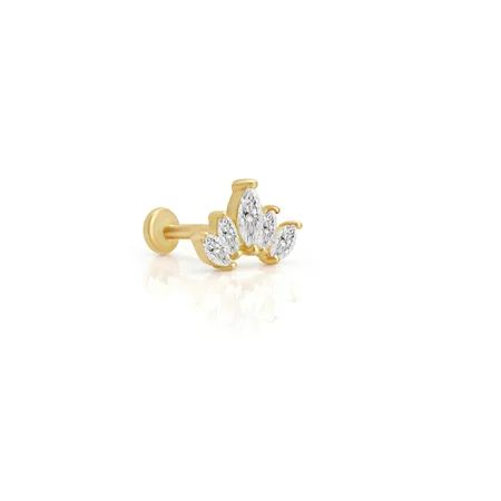 Estella Collection 14K Solid Gold Marquise Cluster Crown Cartilage Stud Earrings-Tiara Tragus Ear Pi | Walmart (US)