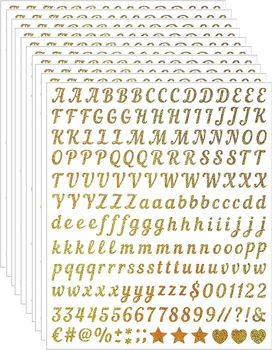 10 Sheets Vinyl Alphabet Letter Stickers, 2000 Self Adhesive Gold Letters and Numbers, 0.5 Inch D... | Amazon (US)