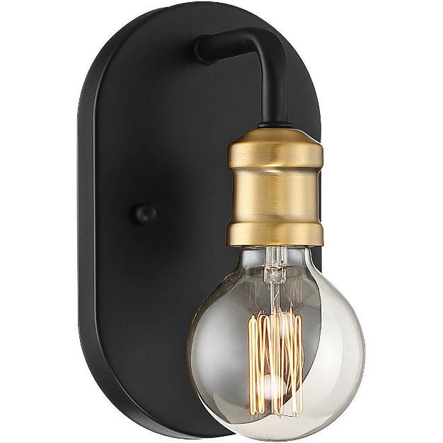 Possini Euro Design Modern Industrial Wall Light Sconce Black Brass Hardwired 8" High Fixture Non... | Target