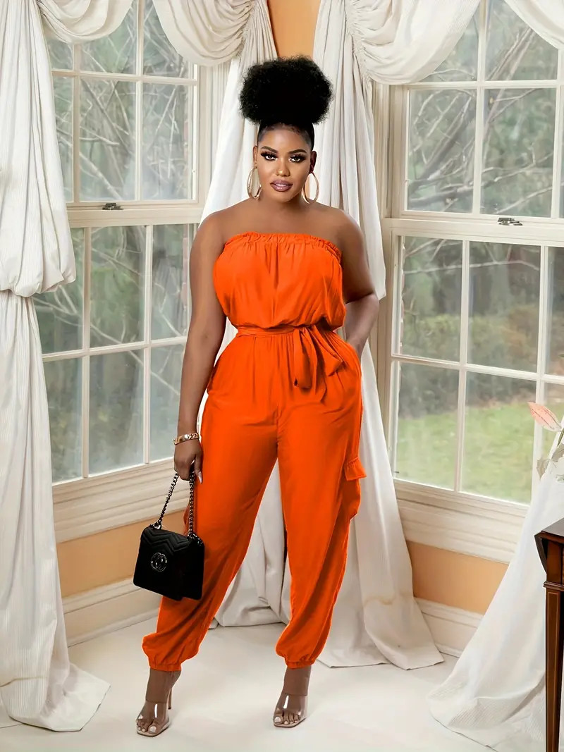 Solid Shoulder Jumpsuit Sleeveless Jumpsuit Pocket Spring - Temu | Temu Affiliate Program