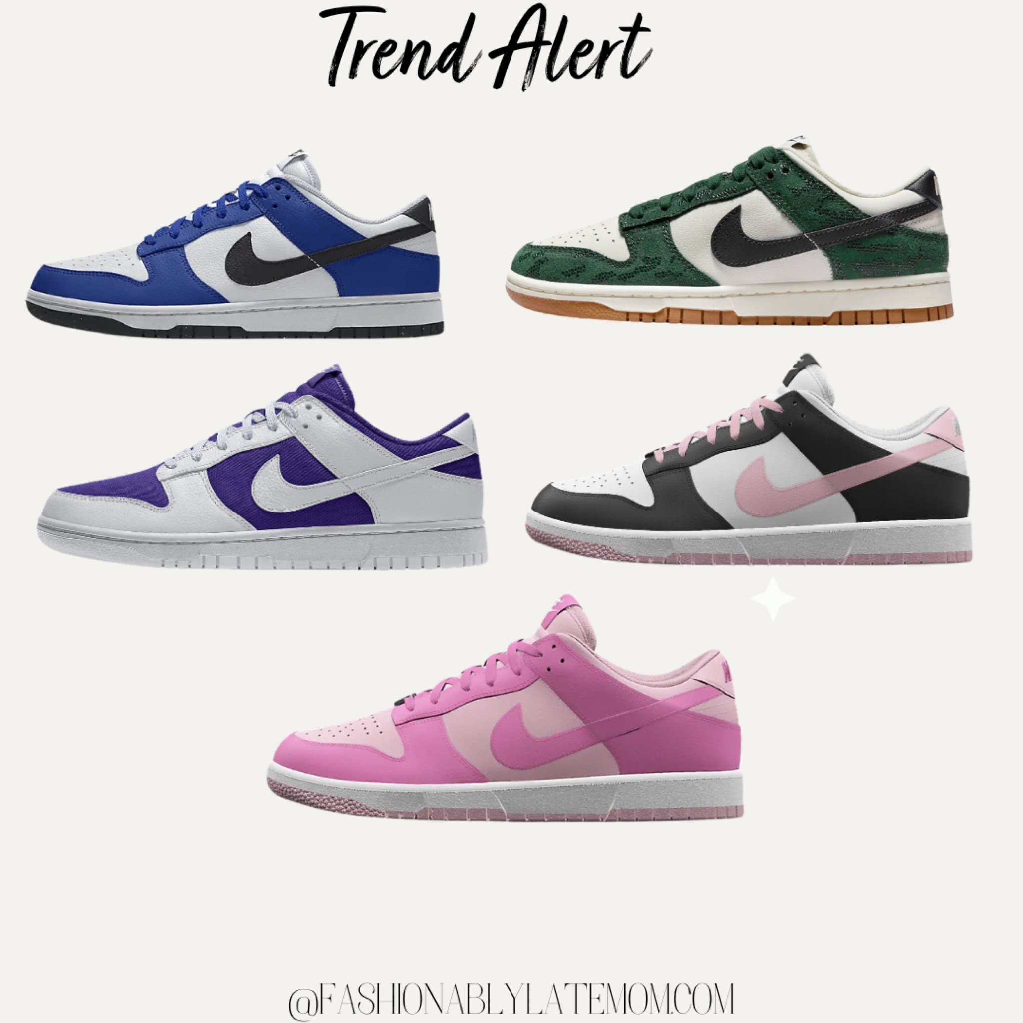 That’s are so cute! 
Fashionablylatemom 
Nike dunks 
Nike finds 
Pink dunks 
Gift ideas 

#LTKshoecrush #LTKGiftGuide
