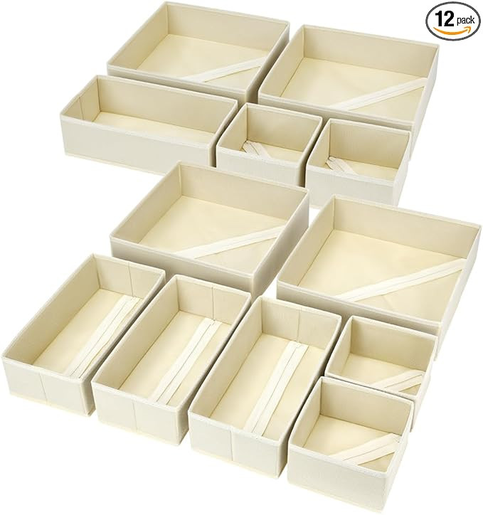 DIMJ Drawer Organizer Clothes, 12 Pack Dresser Organizer, Foldable Closet Organizers and Storage,... | Amazon (US)