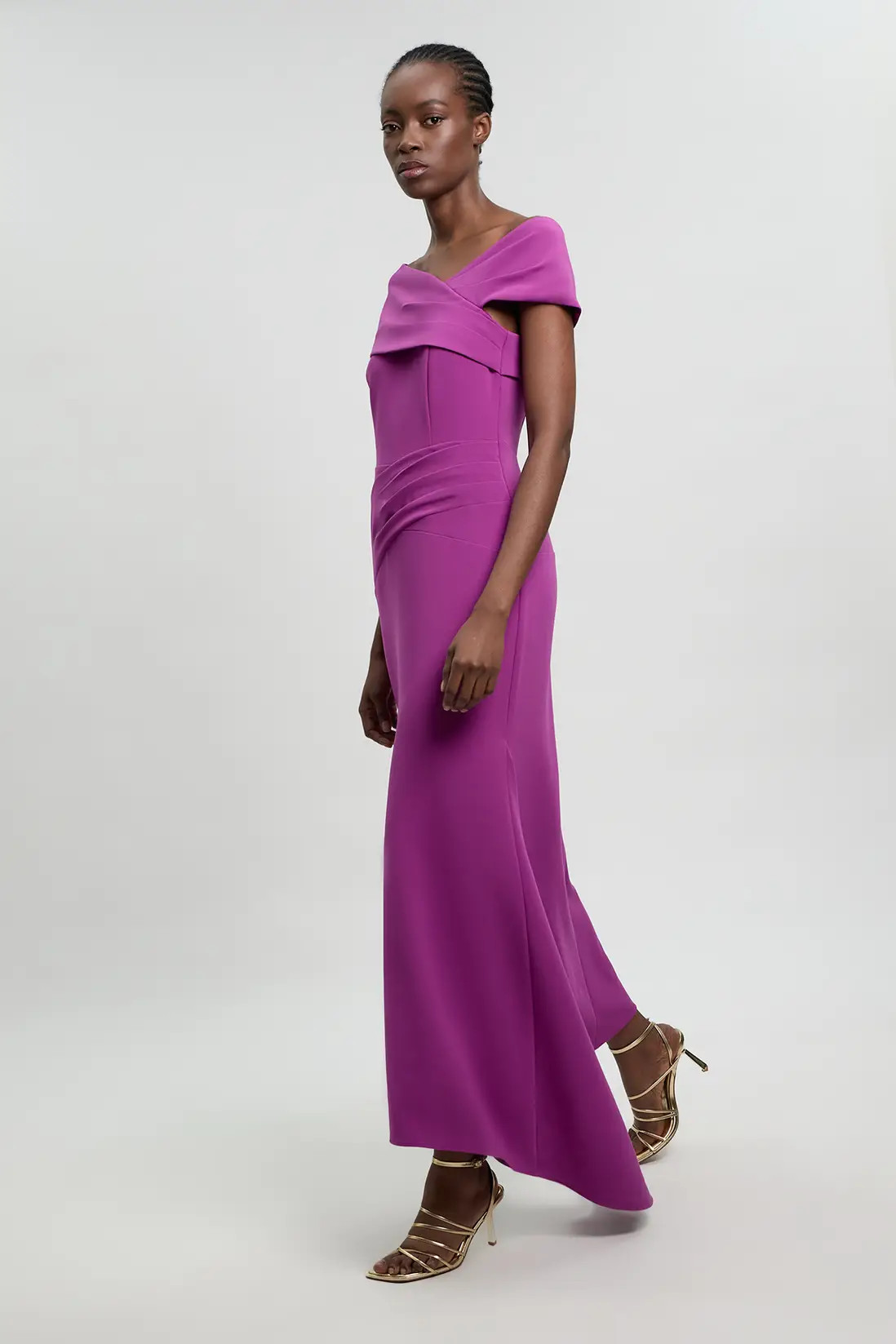 Compact Stretch Viscose Bandeau Maxi Dress | Karen Millen