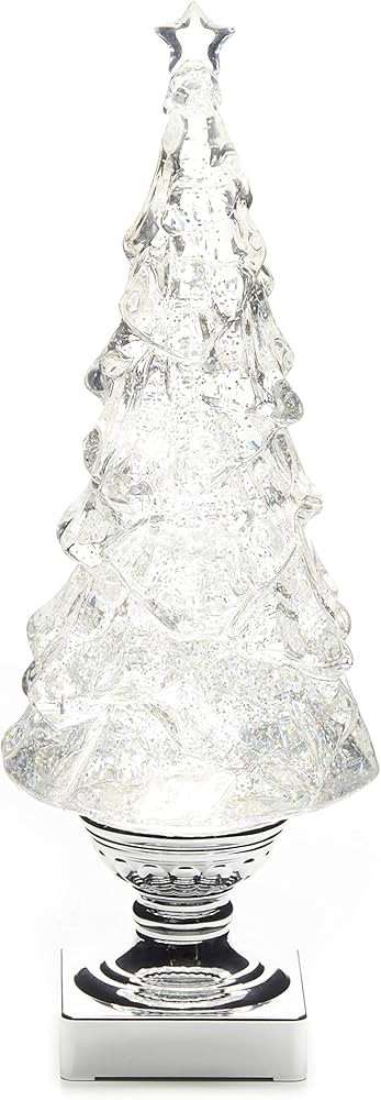 Light Up Christmas Tree Snow Globe with Glitter, 15.25", White | Amazon (US)