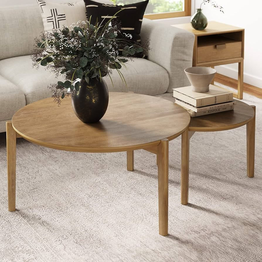Nathan James Kendall Round Modern Nesting Coffee Set of 2, Stacking Living Room Accent Tables, Li... | Amazon (US)