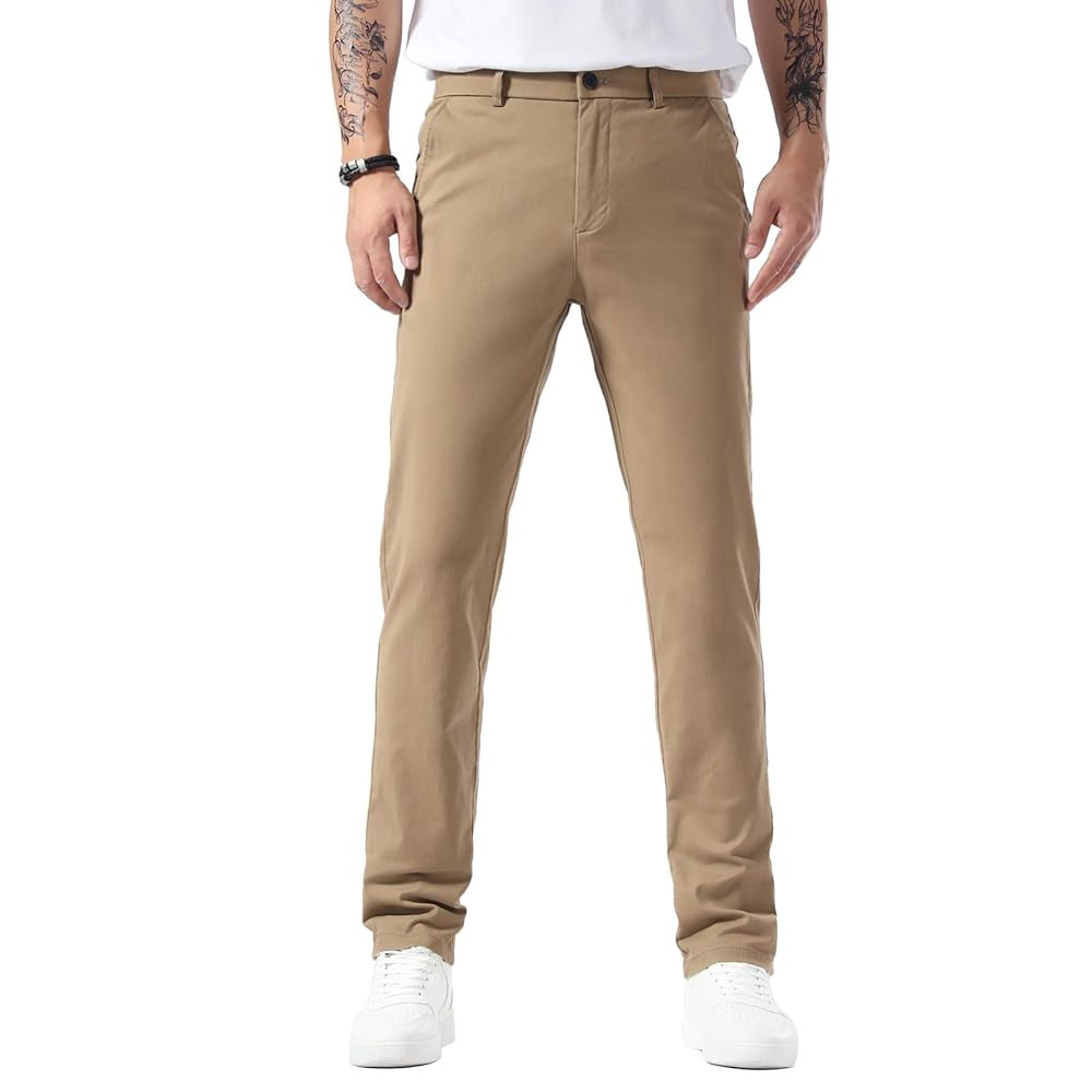 Plaid&Plain Men’s Slim Fit Khaki Pants Men’s Tapered Chino Pants | Amazon (US)