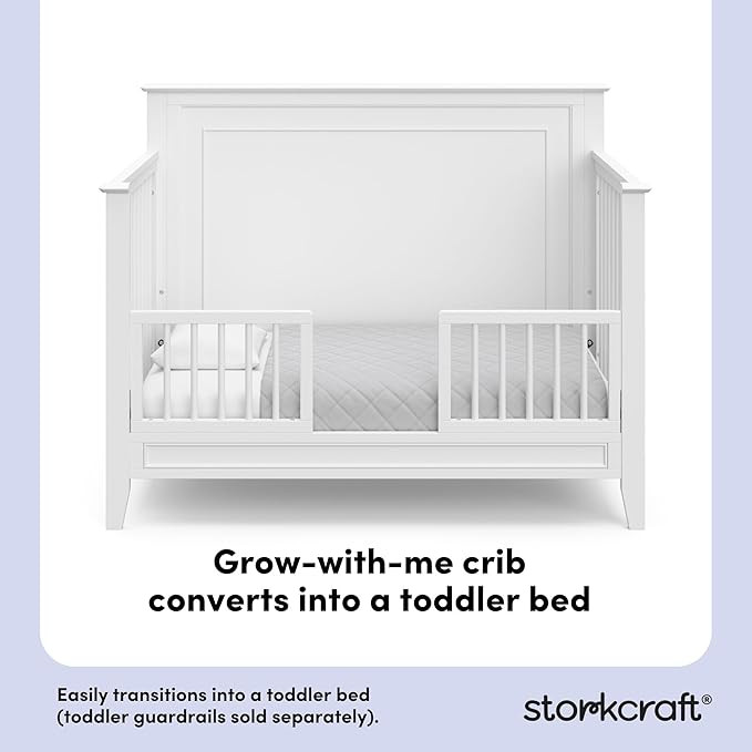 Storkcraft Solstice 5-In-1 Convertible Crib (White) – GREENGUARD Gold Certified, Converts to To... | Amazon (US)