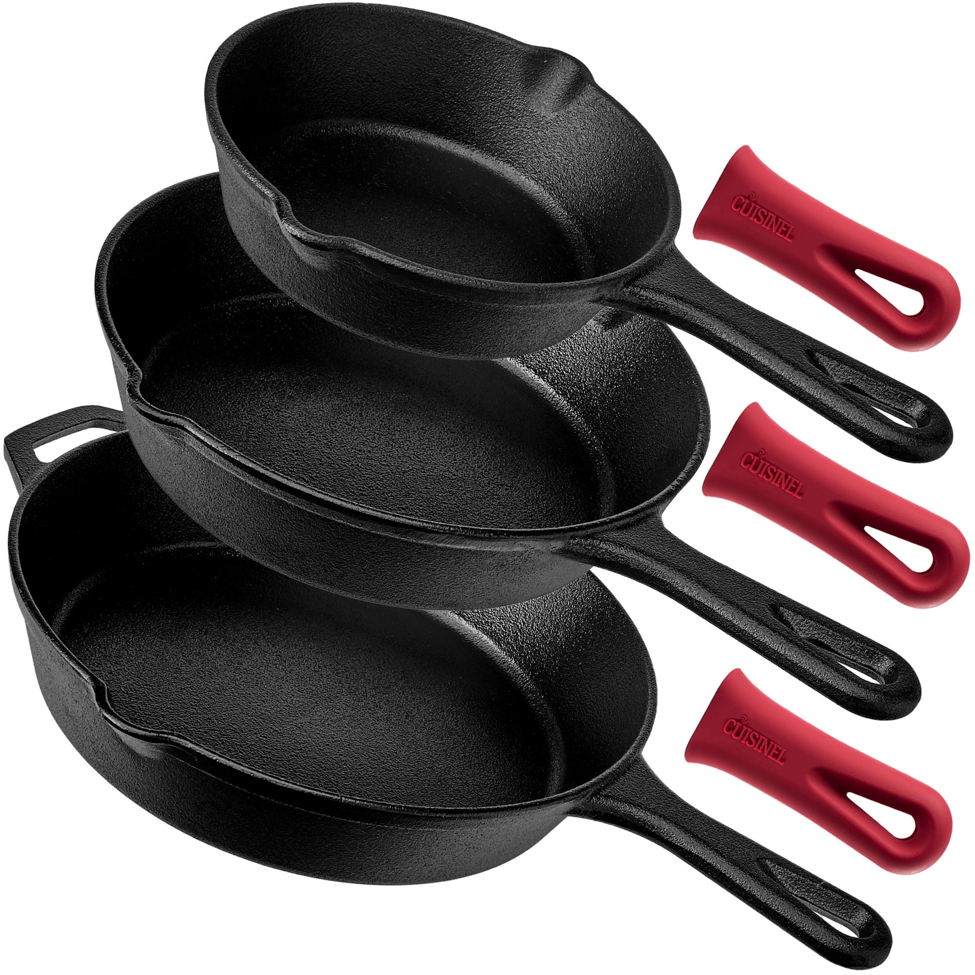 Pre-Seasoned Cast Iron Skillet 3-Piece Chef Set (6-Inch 8-Inch and 10-Inch) Oven Safe Cookware - ... | Walmart (US)