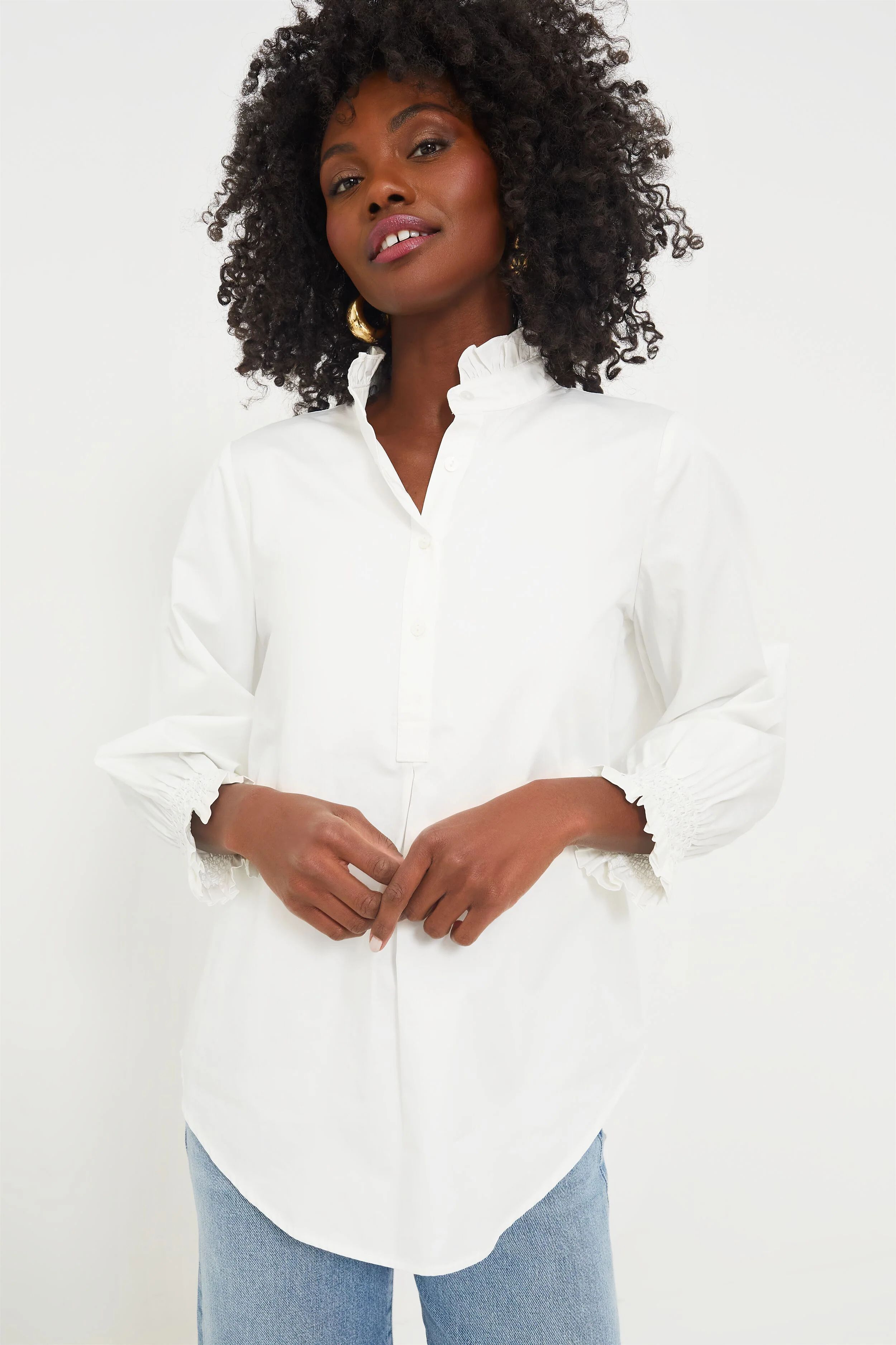 White Teagan Popover Top | Tuckernuck (US)