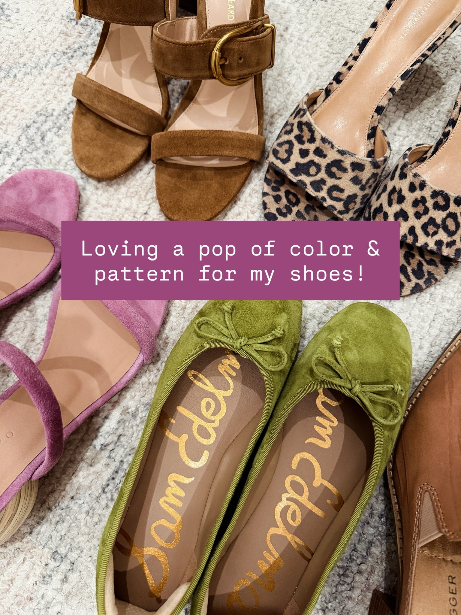 Loving adding pops of color/pattern to my outfits with my shoes! I just recently got the green ballet flats, and I’m obsessed!

Loverly Grey, fall shoes, ballet flats, heels, leopard print heels