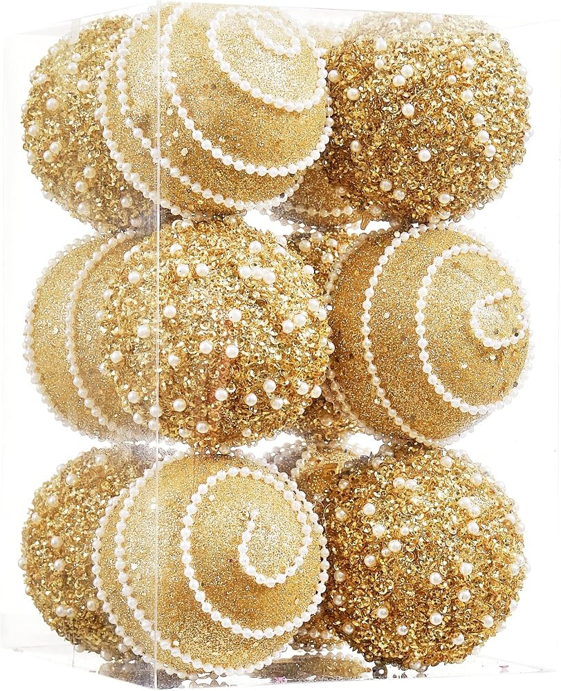 ChrisWish Gold Christmas Ball Ornaments, Christmas Ball Decorations Shatterproof Plastic Hanging ... | Amazon (US)