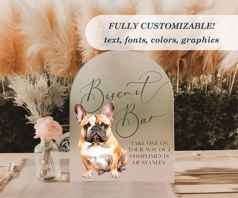 Biscuit Bar for Dogs Frosted Acrylic Wedding Bar Sign || Custom Wedding Bar Sign Personalized Bar... | Etsy (US)