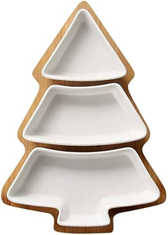 DOITOOL Christmas Ceramic Serving Dish Removable Xmas Tree Snack Appetizer Tray Dessert Platter P... | Amazon (US)
