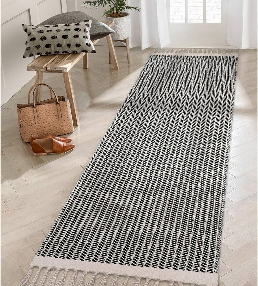 Lahome Boho Hallway Runner Rug, 2x6 Laundry Room Lightweight Entry Woven Cotton Throw Mat with Ta... | Amazon (US)