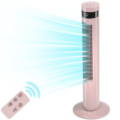 R.W.FLAME Tower Fan, 85° Oscillating Bladeless, 3 Speeds & Modes, Quiet Cooling & 12-Hour Timer, LED Display – Portable Fan for Home & Office, PINK | Target