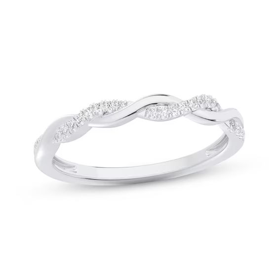 Diamond Twist Wedding Band 1/10 ct tw 10K White Gold | Kay Jewelers