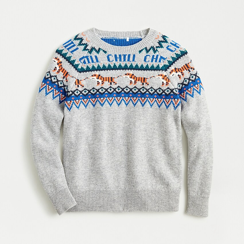 Boys' crewneck sweater in tiger Fair Isle | J. Crew US