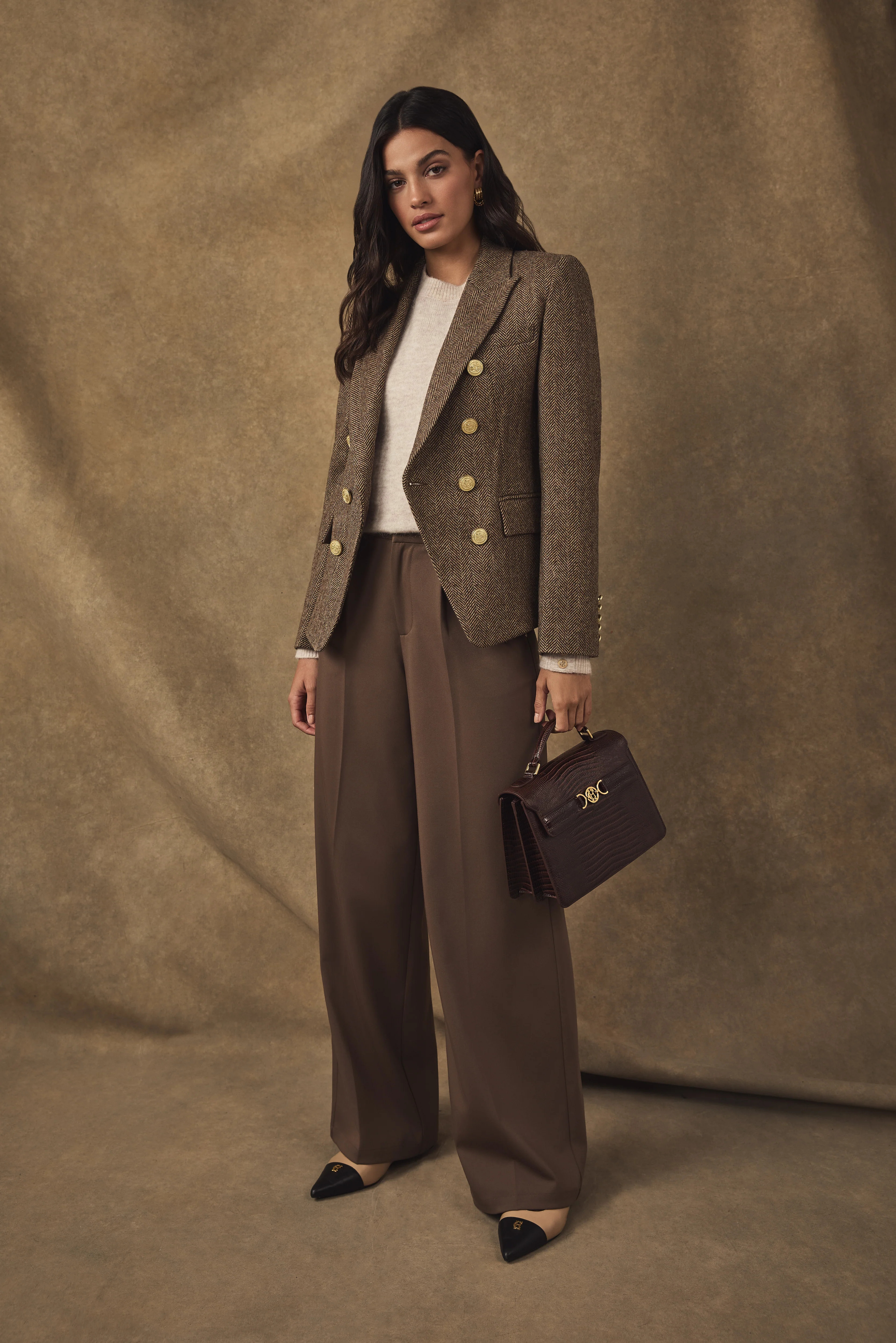 Knightsbridge Blazer (Large Scale Brown Herringbone) | Holland Cooper