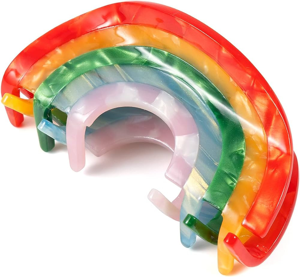 Rainbow Hair Claw Clip Non Slip 3inch Acrylic Acetate 90's Strong Hold Jaw Barrettes Cute for Wom... | Amazon (US)