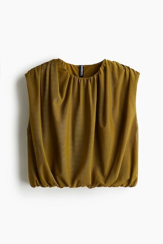 H & M - Draped Mesh Top - Green | H&M (US + CA)