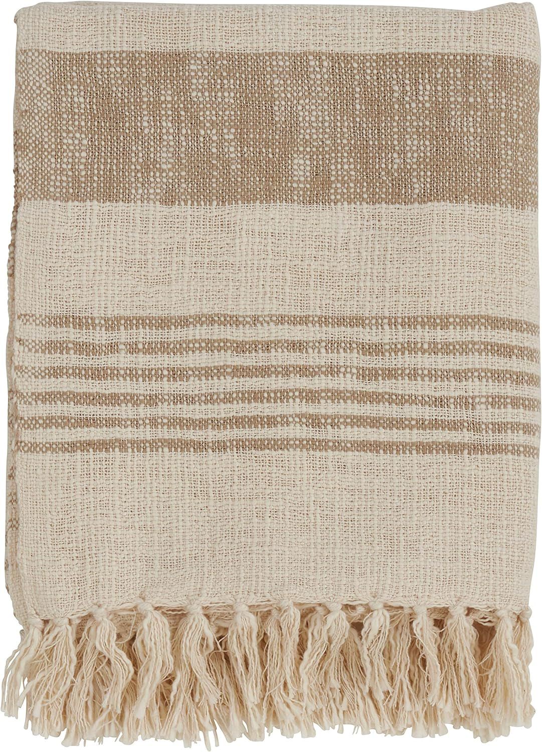 SARO LIFESTYLE Cotton Throw with Striped and Tasseled Design | Amazon (US)
