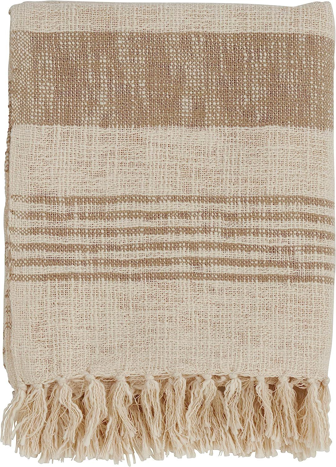 SARO LIFESTYLE Cotton Throw with Striped and Tasseled Design | Amazon (US)