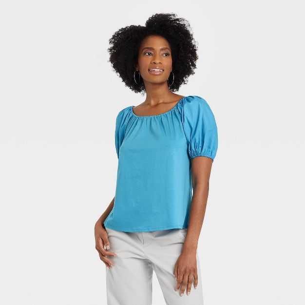 Women's Puff Short Sleeve Tie-Back Top - A New Day™ | Target