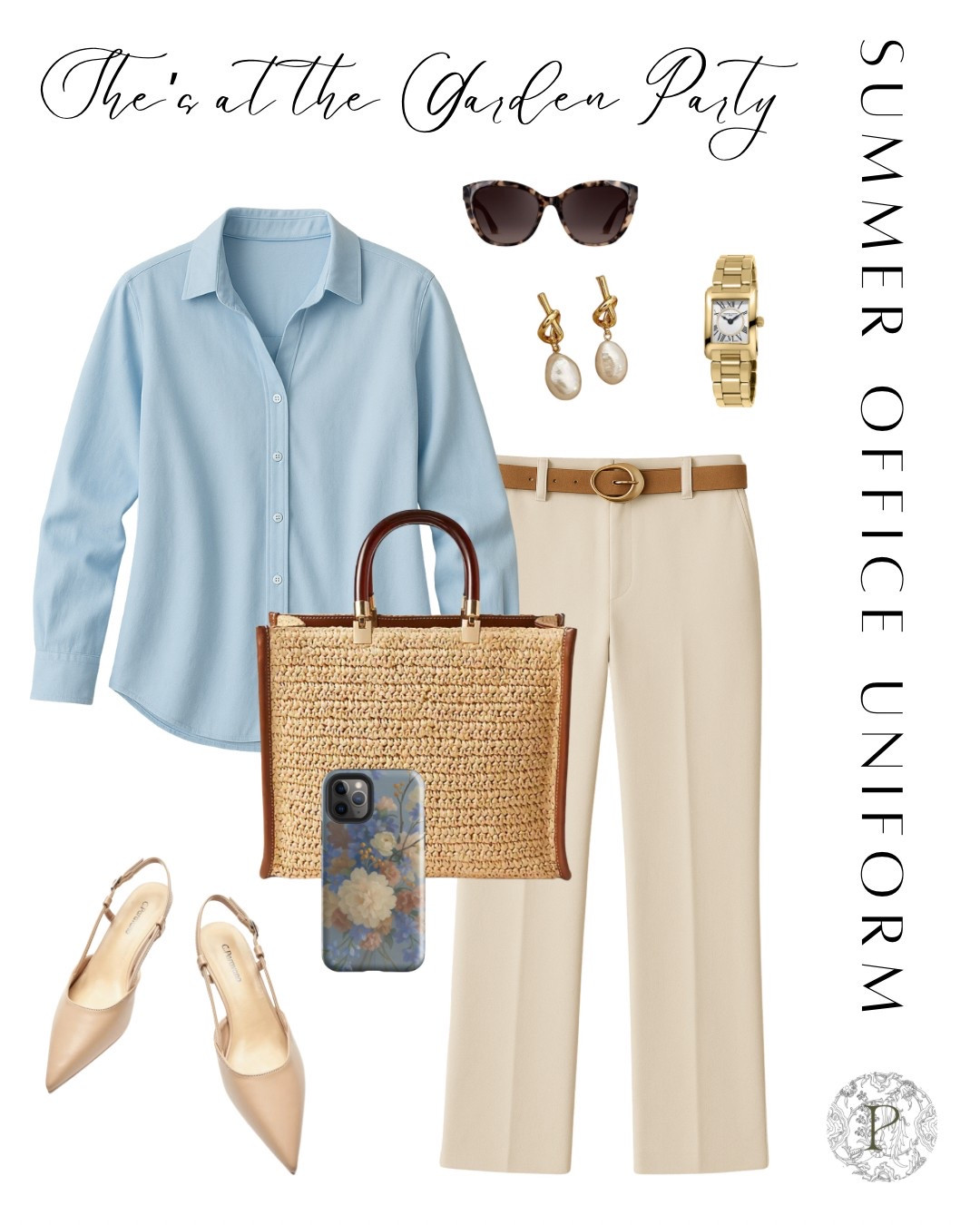 ✨ She’s at the Garden Party: Summer Office Uniform ✨

Looking for the perfect chic summer office outfit? This Provence-inspired fashion moment blends romantic holiday vibes with polished workwear — your ultimate summer capsule wardrobe staple.

Why we love it:
1️⃣ Soft tailoring — the pale blue button-down + ivory trousers = effortless summer style.
2️⃣ Elevated accessories — a straw tote, gold watch, pearl drops, and pointed nude slingbacks add feminine polish.
3️⃣ Romantic details — Petalume’s floral phone case + tortoiseshell sunglasses bring cottagecore charm.

💫 Tap to shop on LTK and build your summer office + garden party capsule.  PHONE COVER AVAILABLE EXCLUSIVELY AT WWW.PETALUMECOVERS.COM

#summercapsulewardrobe #chicvacationoutfit #romanticholidayoutfit #coastalsummerstyle #palebluebuttondown #whitepantslook #strawtoteoutfit #effortlesssummerstyle #femininesummerfashion #cottagecoresummerlook #traveloutfitideas #petalumestyle #letterfromprovence 🌿✨

#LTKOver40 #LTKSummerEdit #LTKWorkwear