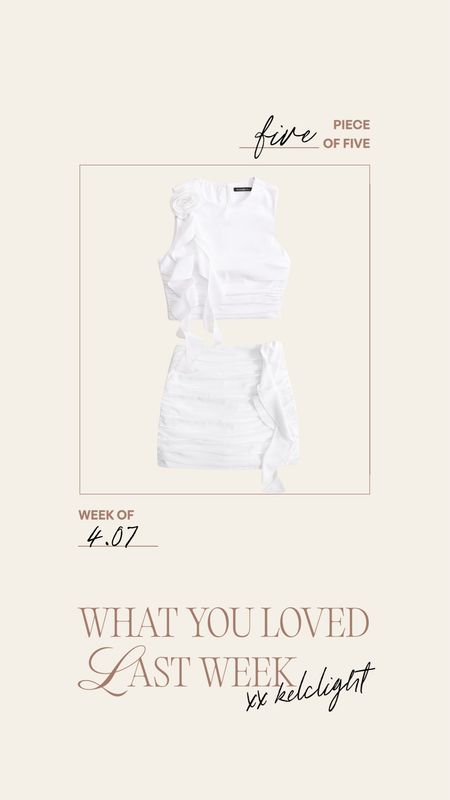 What you loved last week🤍 On sale today! I wear a medium top and large skirt #sale #whiteset #abercrombie 

#LTKstyletip #LTKmidsize #LTKsalealert