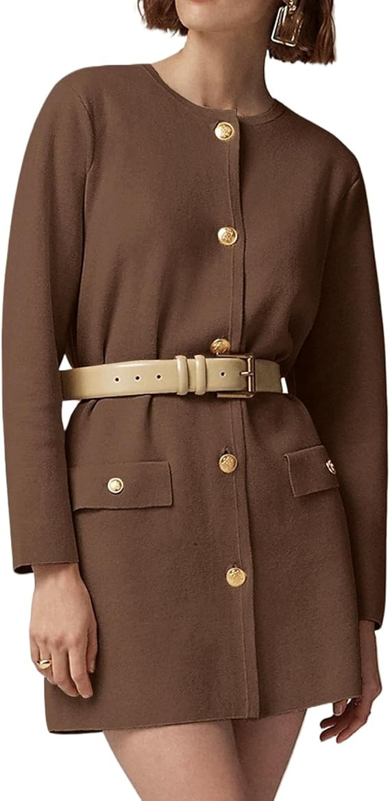 Women's Cardigan Mini Dress Long Sleeve Button Down Elegant Short Dress Knit Sweaters Dresses | Amazon (US)