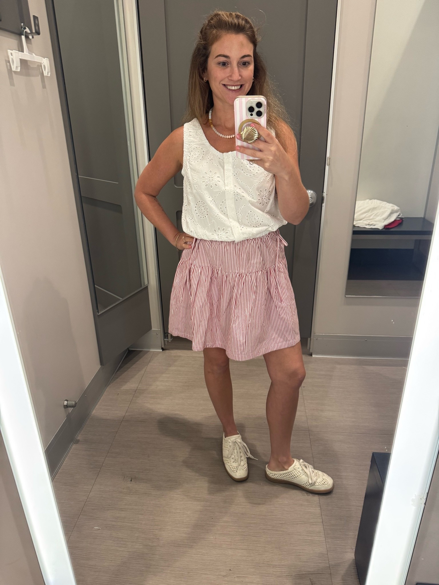 Cute red and white skirt and white eyelet top

#LTKSeasonal #LTKmomlife #LTKootd