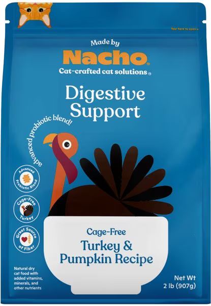 MADE BY NACHO Digestive Support Cage-Free Turkey & Pumpkin Recipe Dry Cat Food, 2-lb bag - Chewy.... | Chewy.com