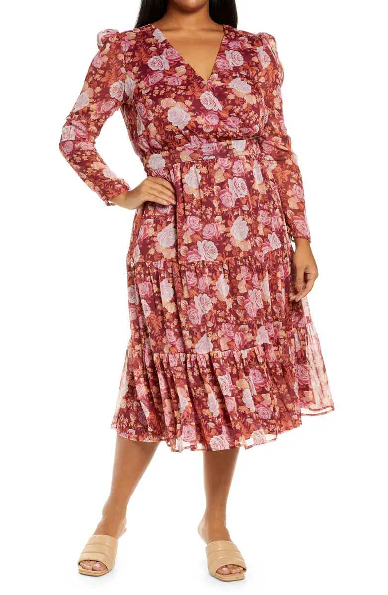 WAYF Roxanne Tiered Puff Sleeve Midi Dress | Nordstrom | Nordstrom