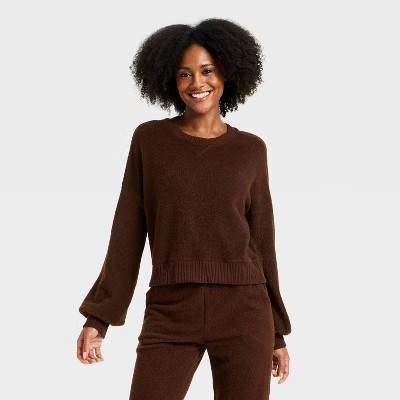 Women's Teddy Pullover Sweatshirt - Auden™ Brown L | Target