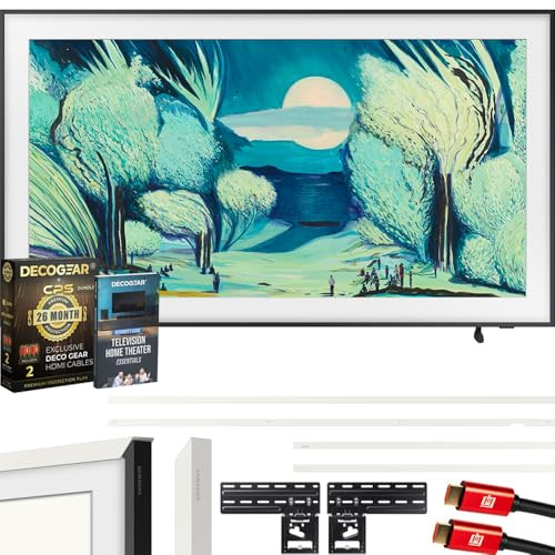Samsung QN55LS03FA 55" The Frame QLED 4K AI TV (2025) Bundle with Modern White Bezel, CPS 26 Month Protection, Slim Flat Mount, 2X HDMI Cables & Deco Gear Complete Home Theater Beginner's Guidebook | Amazon (US)