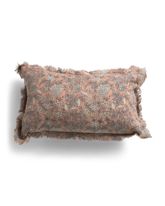 13x21 Linen Blend Floral Anita Lumbar Pillow | TJ Maxx