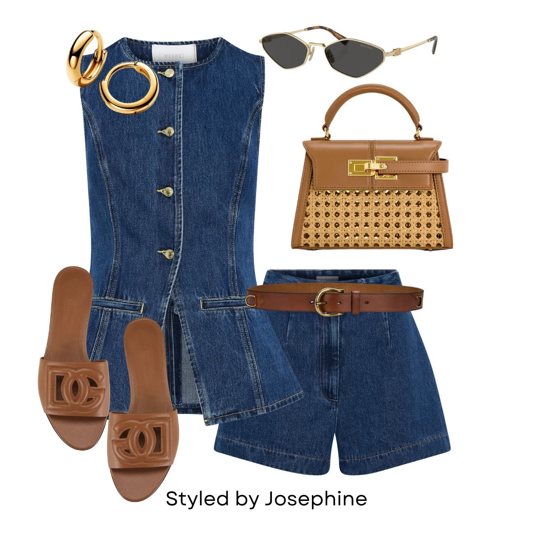 The Denim set we all need for Summer ☀️

Tags: Meshki Denim Button Up Top - Dark Blue Meshki Denim Shorts - Dark Blue Miu Miu Irregular Pale Gold Sunglasses Pandora Sterling Silver Round Huggie Hoop Earrings Anthropologie Seven Hills The Austin Belt JW Pei Elise Faux Bamboo Woven Top Handle Bag - Brown DG Interlocked Leather Sandals

#LTKStyleTip #LTKSaleAlert #LTKFindsUnder100