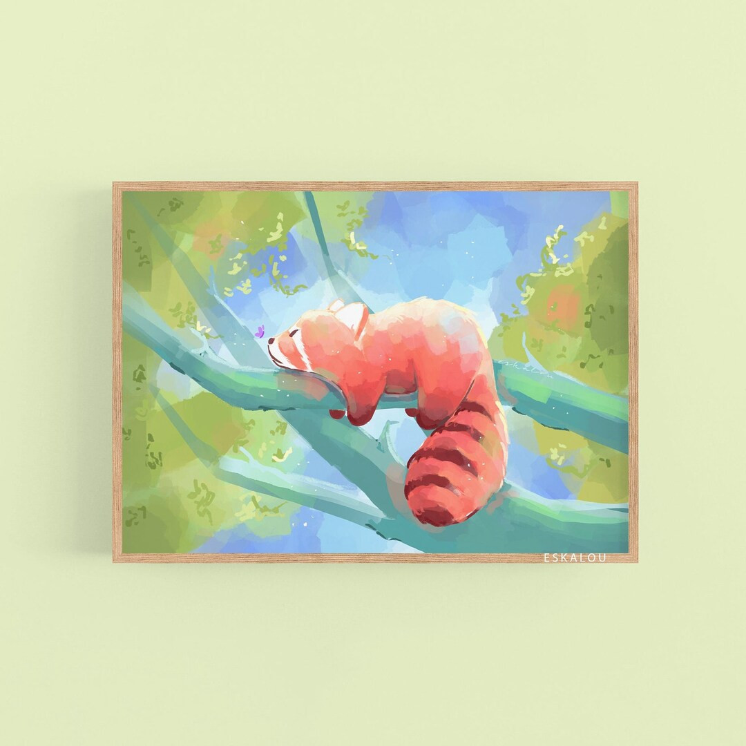 Red Panda Cute Kawaii Art Print Adorable Illustration Cute Gift for Nature Lovers Handmade Cozy W... | Etsy (US)