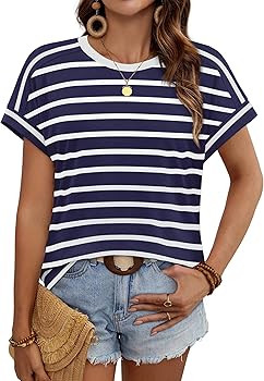WIHOLL Womens Tops Short Sleeve Shirts Summer Outfits 2026 Spring Dressy Casual Clothes Clothing | Amazon (US)