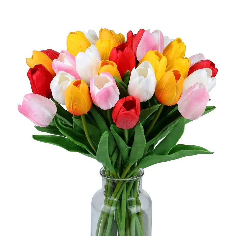 Hwawhin 20PCS Artificial Tulip Flowers, 13.8'' Tulip Stems Fake Flowers,Real Touch Artificial Flo... | Walmart (US)