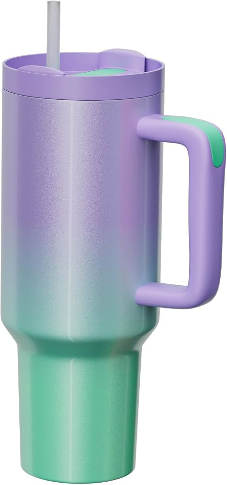 KISSKIND Tumbler With Handle 40 oz Travel Mug Straw Covers Cup with Lid Insulated Quencher Stainl... | Amazon (US)
