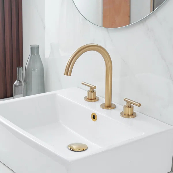 Widespread Bathroom Faucet 3 Hole, 2-handle Bathroom Sink Faucet with Drain Assembly | Wayfair North America