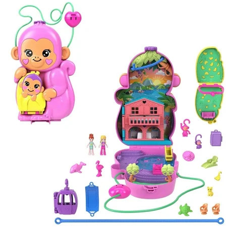 Polly Pocket Momma Monkey & Baby Playset with 2 Micro Dolls, Pets & 13 Accessories, 2-in-1 Purse & Toy | Walmart (US)