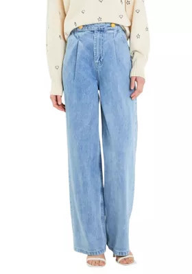 ENGLISH FACTORY Women's High-Waisted Button Detail Jeans, Large | Belk