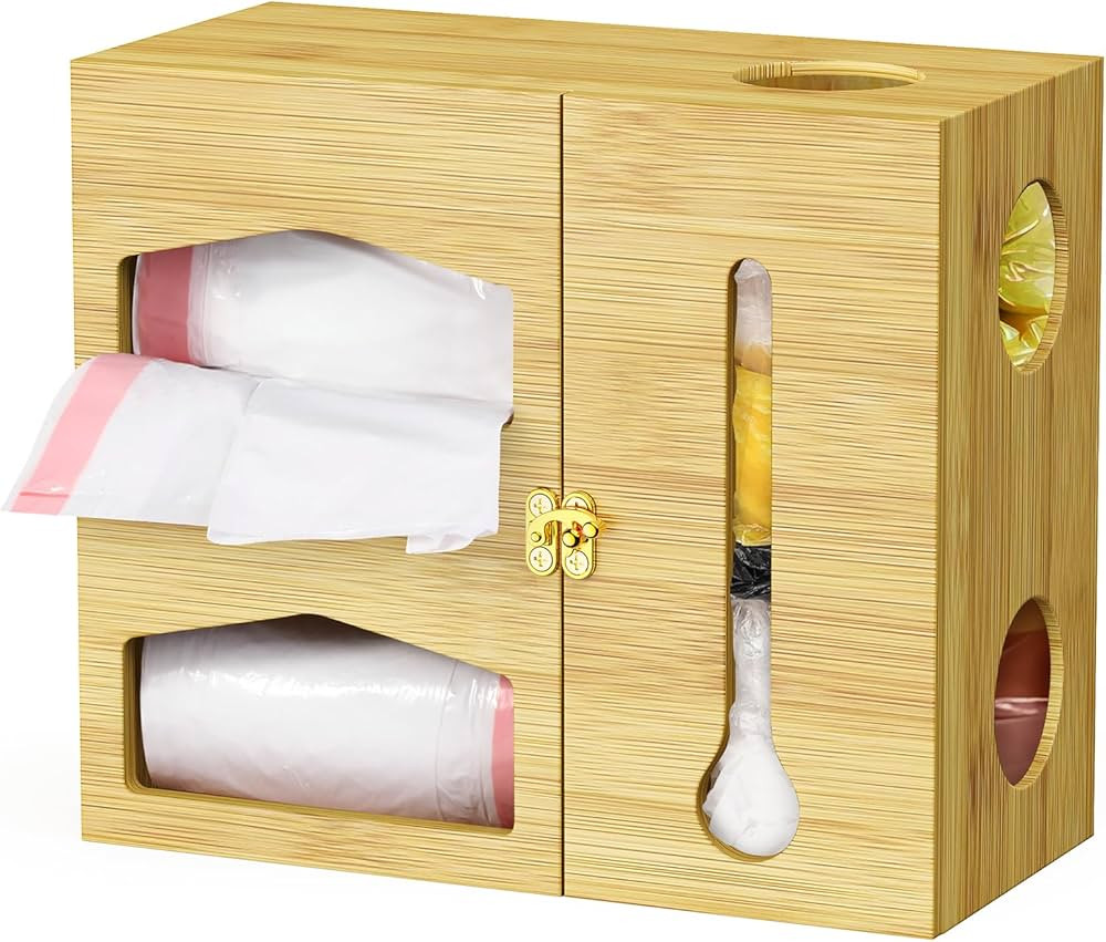 3-in-1 Extra Large Trash Bag Dispenser Roll Holder and Grocery Bag Holder,Bamboo Garbage Bag Disp... | Amazon (US)
