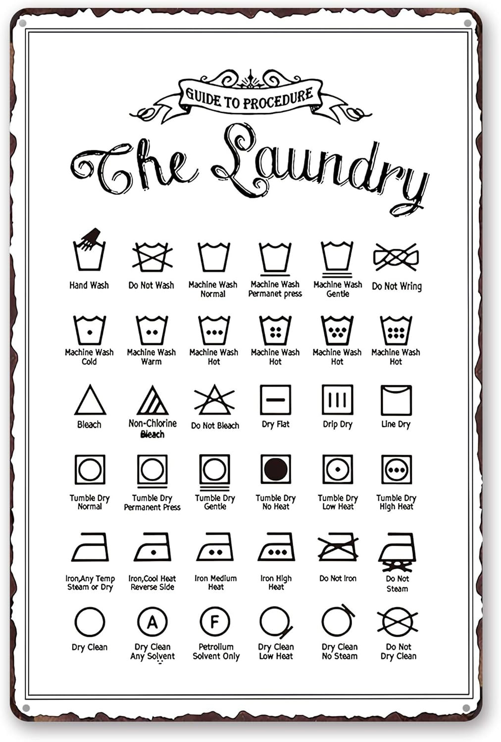 Goutoports Laundry Room Vintage Metal Sign Laundry Guide White Decorative Signs Wash Room Home De... | Amazon (US)