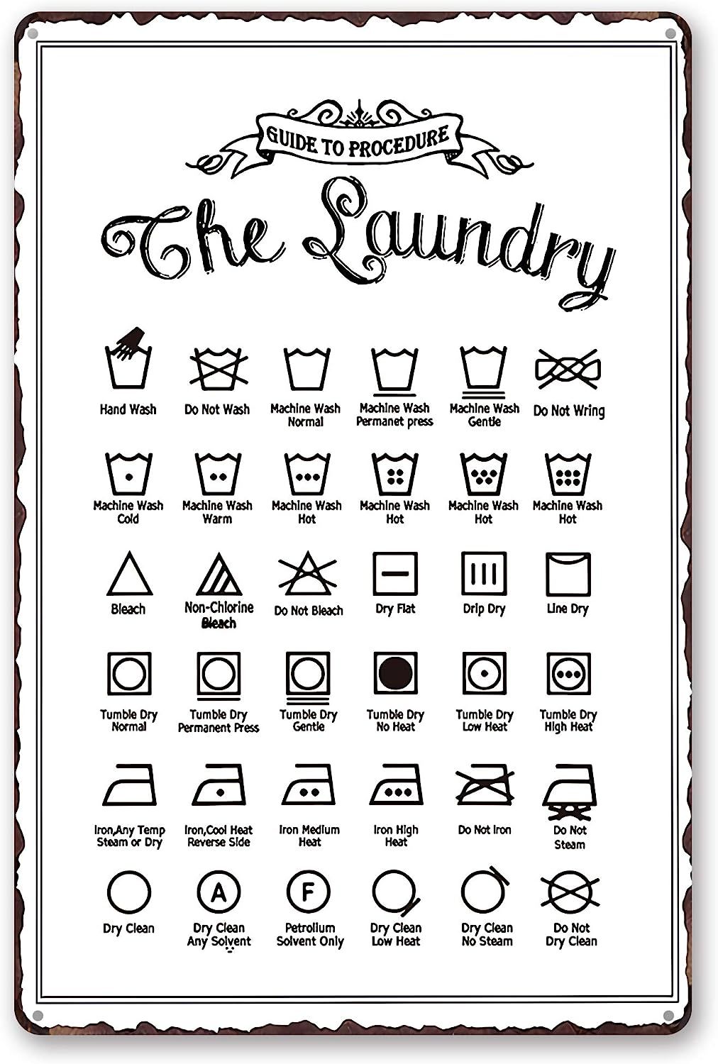 Goutoports Laundry Room Vintage Metal Sign Laundry Guide White Decorative Signs Wash Room Home De... | Amazon (US)